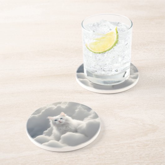 Dessous De Verre En Grès Chat dans les nuages (Côté)