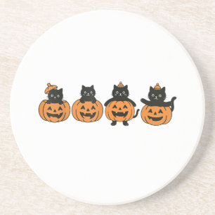 Dessous De Verre En Grès Chat des années 90 Halloween Citrouille Chat Noir