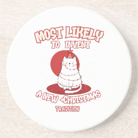 Dessous De Verre En Grès Chat drôle le plus susceptible d'inventer une nouv (Devant)