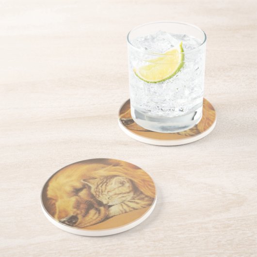 Dessous De Verre En Grès Chat et chien (Côté)