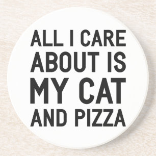 Dessous De Verre En Grès Chat et pizza