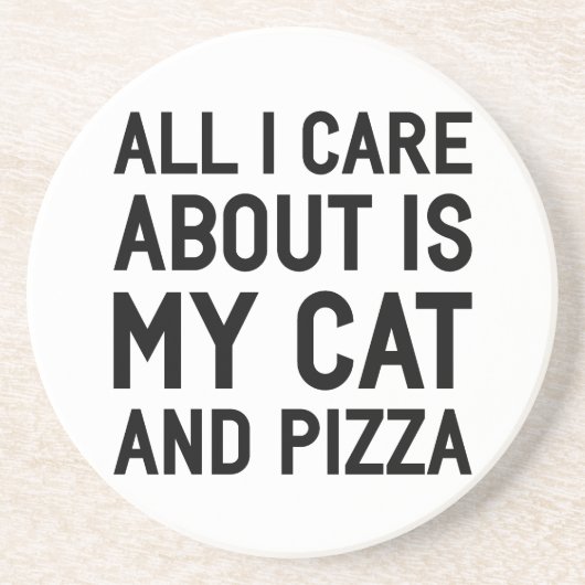 Dessous De Verre En Grès Chat et pizza (Devant)