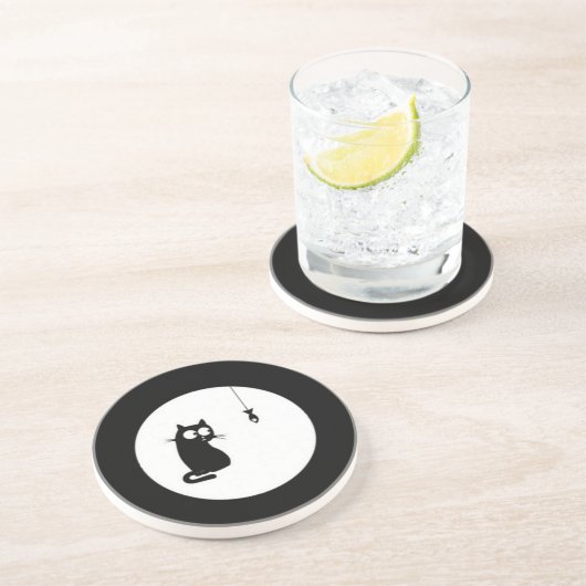 Dessous De Verre En Grès Chat et Poisson (Cat and Fish) (Côté)