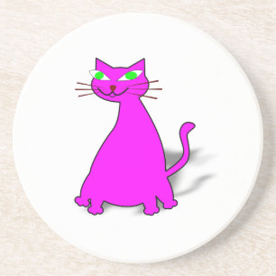 Dessous De Verre En Grès Chat gras rose