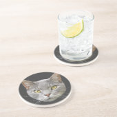Dessous De Verre En Grès Chat gris (Côté)