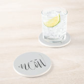 Dessous De Verre En Grès Chat gris miaou (Côté)