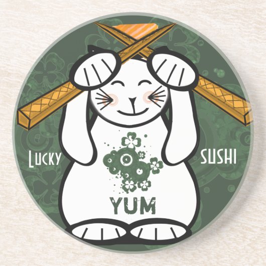 Dessous De Verre En Grès Chat Lucky Maneki Neko Sushi (Devant)