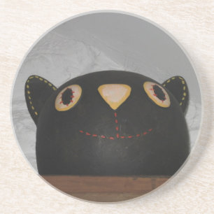 Dessous De Verre En Grès Chat Noir