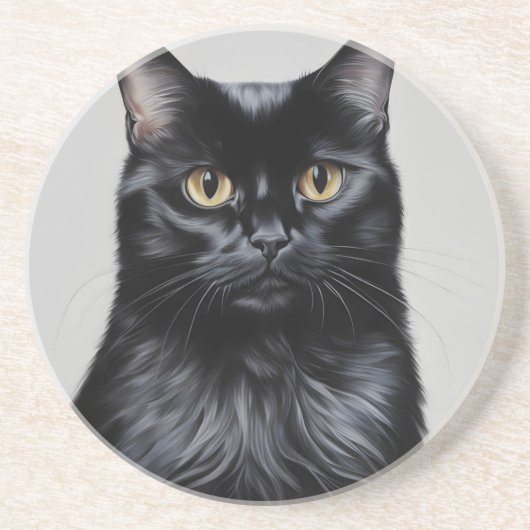 Dessous De Verre En Grès Chat noir (Devant)