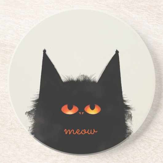 Dessous De Verre En Grès Chat noir grumeux (Devant)