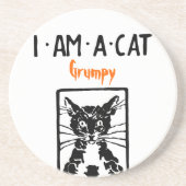 Dessous De Verre En Grès Chat Noir Grumpy pour la Personne Grumpy ou Chat (Devant)