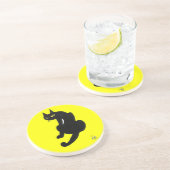 Dessous De Verre En Grès CHAT NOIR, jaune (Côté)
