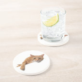 Dessous De Verre En Grès Chat Orange Posé En Bas (Côté)