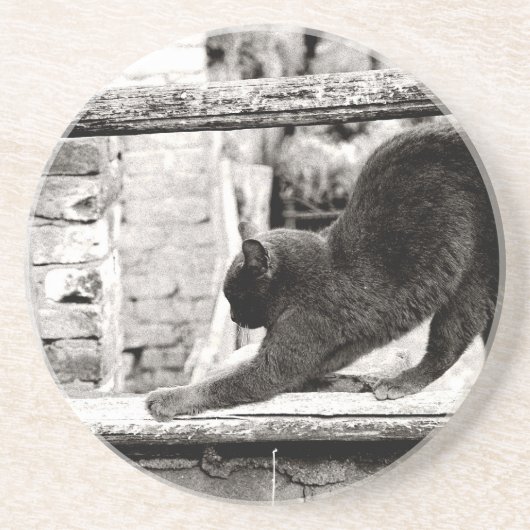 Dessous De Verre En Grès chat qui s'étire (Devant)