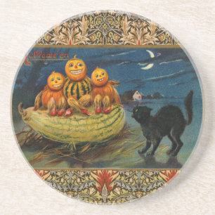 Dessous De Verre En Grès Chat vintage Halloween