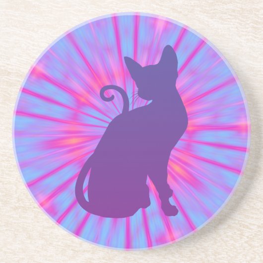 Dessous De Verre En Grès Chat Violet (Devant)