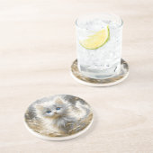 Dessous De Verre En Grès Chaton blanc précieux (Côté)