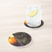 Dessous De Verre En Grès Chaton Halloween Vintage (Côté)