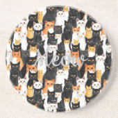 Dessous De Verre En Grès Chats blancs orange noirs (Devant)