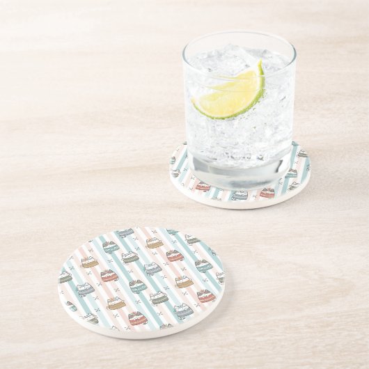Dessous De Verre En Grès Chats Boho Motif Tribal (Côté)