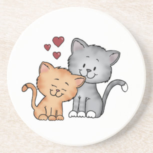 Dessous De Verre En Grès Chats dans l'amour - cadeau de jour de Valentines