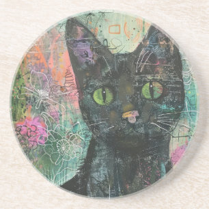 Dessous De Verre En Grès Chats d'aquarelle Boho - Art de la féline terrestr