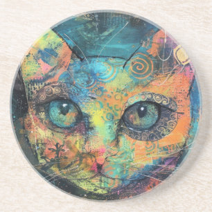 Dessous De Verre En Grès Chats d'aquarelle Boho - Earthy Feline Art (10)