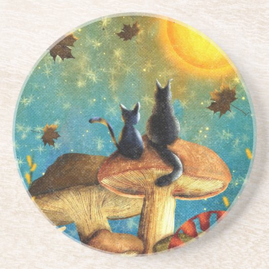 Dessous De Verre En Grès Chats de champignons (Devant)