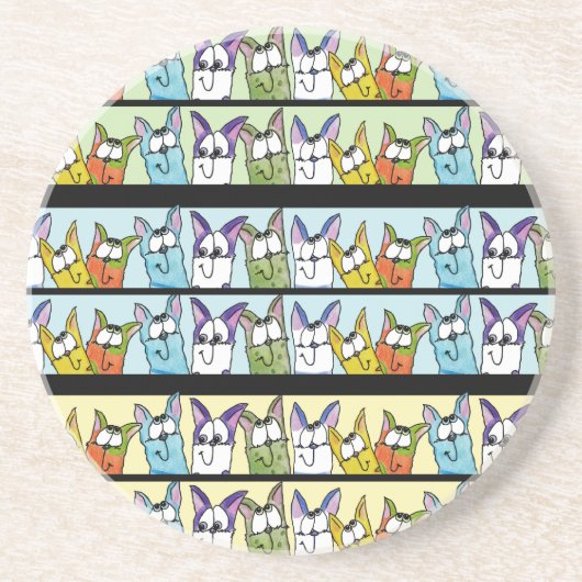 Dessous De Verre En Grès Chats Kitty Lineup Colorful (Devant)