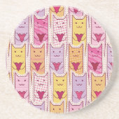 Dessous De Verre En Grès Chats mignons avec les coeurs affectueux (Devant)