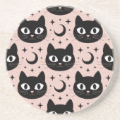 Dessous De Verre En Grès Chats noirs mignons & Halloween céleste (Devant)