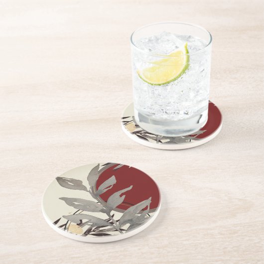 Dessous De Verre En Grès Chaussure Abstraite d'aquarelle de Bourgogne (Côté)