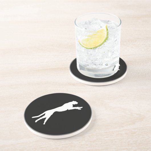 Dessous De Verre En Grès Cheetah d'art graphique blanc (Côté)