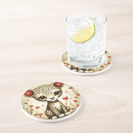 Dessous De Verre En Grès Cheetah Love 1 (Côté)