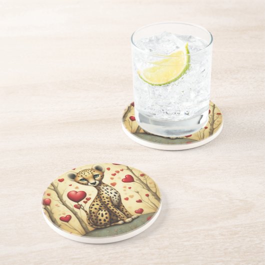 Dessous De Verre En Grès Cheetah Love 3 (Côté)