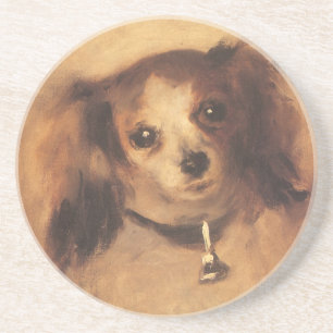 Dessous De Verre En Grès Chef d'un chien par Pierre Renoir, Art Vintage