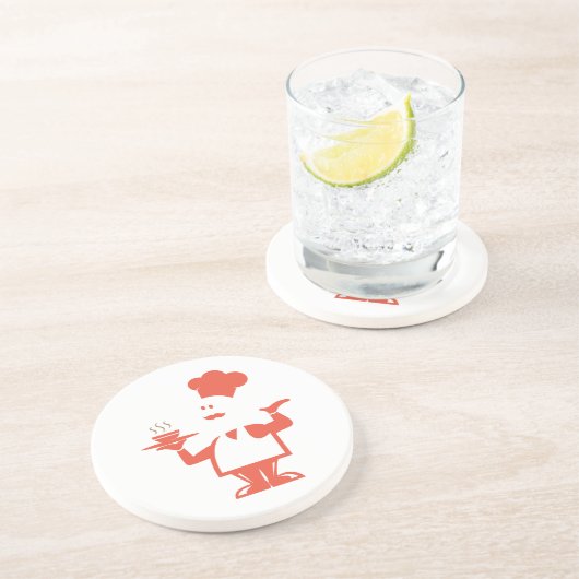 Dessous De Verre En Grès Chef tenant un bol de soupe (Côté)