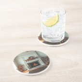 Dessous De Verre En Grès Cheminée cosy (Côté)