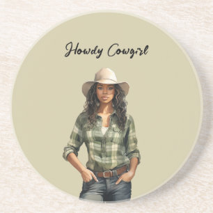 Dessous De Verre En Grès Chemise à carreaux verte salut cowgirl noire fémin