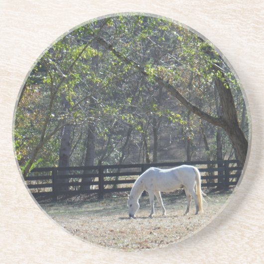 Dessous De Verre En Grès Cheval blanc dans les arbres (Devant)