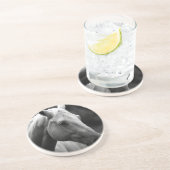 Dessous De Verre En Grès Cheval blanc noir (Côté)