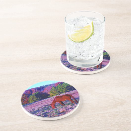 Dessous De Verre En Grès Cheval Brown en Grass violet (Côté)