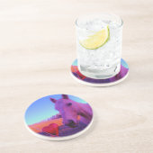 Dessous De Verre En Grès Cheval Brown et Coeur Rouge (Côté)