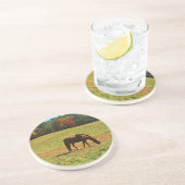 Dessous De Verre En Grès Cheval Brown rouge dans les arbres d'automne (Côté)