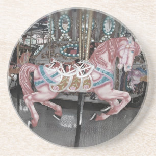 Dessous De Verre En Grès Cheval carrousel rose