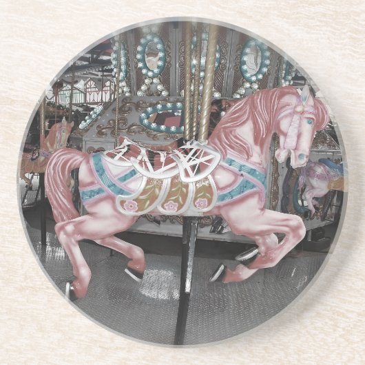 Dessous De Verre En Grès Cheval carrousel rose (Devant)