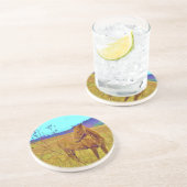 Dessous De Verre En Grès Cheval de couleur rétro (Côté)