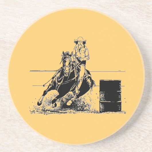 Dessous De Verre En Grès Cheval de course de baril (Devant)