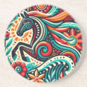 Dessous De Verre En Grès cheval de fiesta mexicain (Devant)