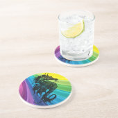 Dessous De Verre En Grès Cheval de mer sur arc-en-ciel (Côté)